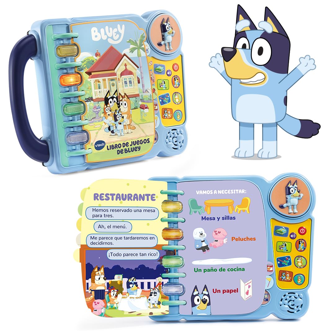 VTech - Libro Educativo de Bluey, Juega y aprende simulando acciones de la Vida Real, 4 Modos de Juego, Juguete para niños +3 años, Versión ESP