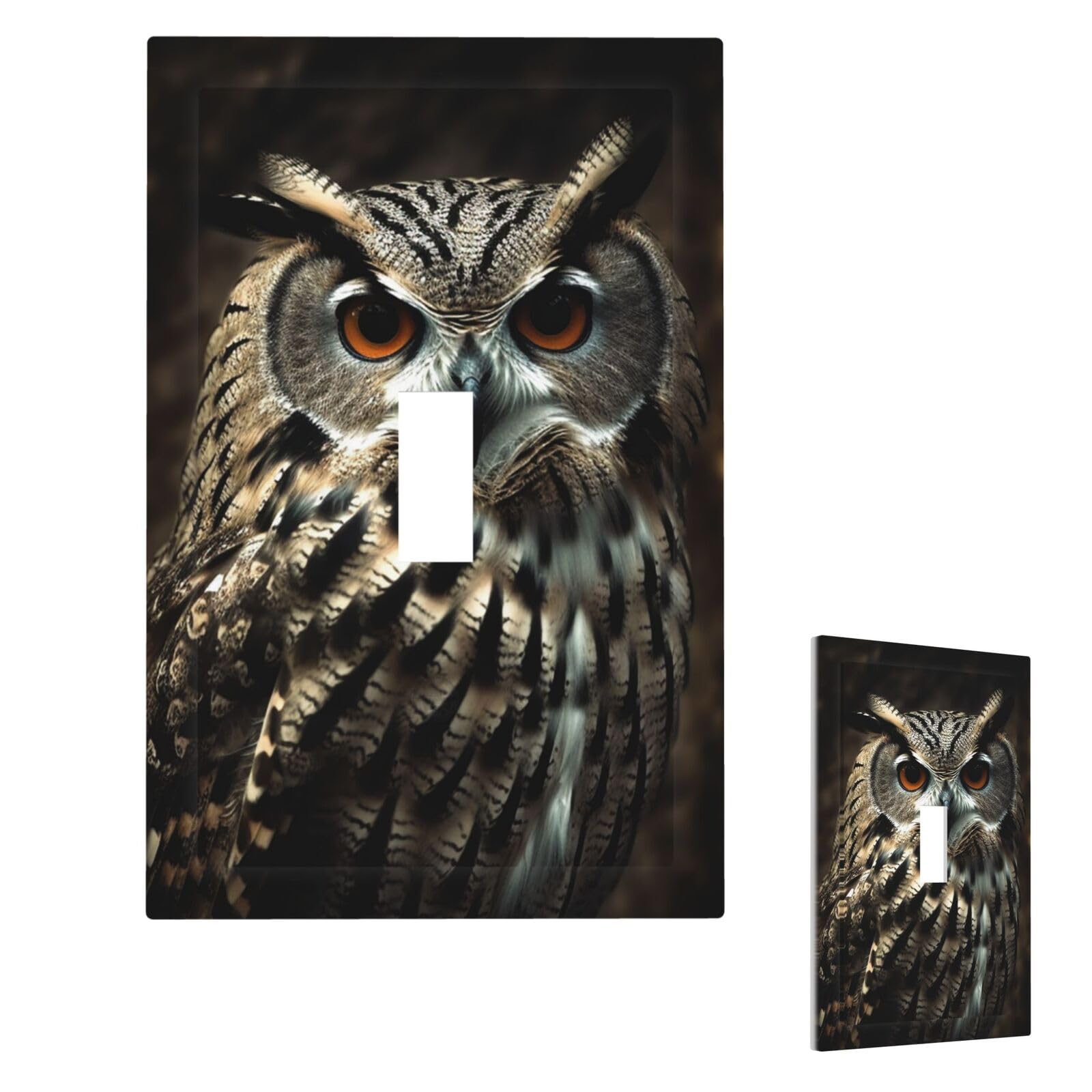 Fekiloot Single Toggle An Owl Wall Plate Cover Modern Decorative 1 Gang Light Switch Cover Unbreakable Receptacle Outlet Covers For Living Room Bedroom Home Decor