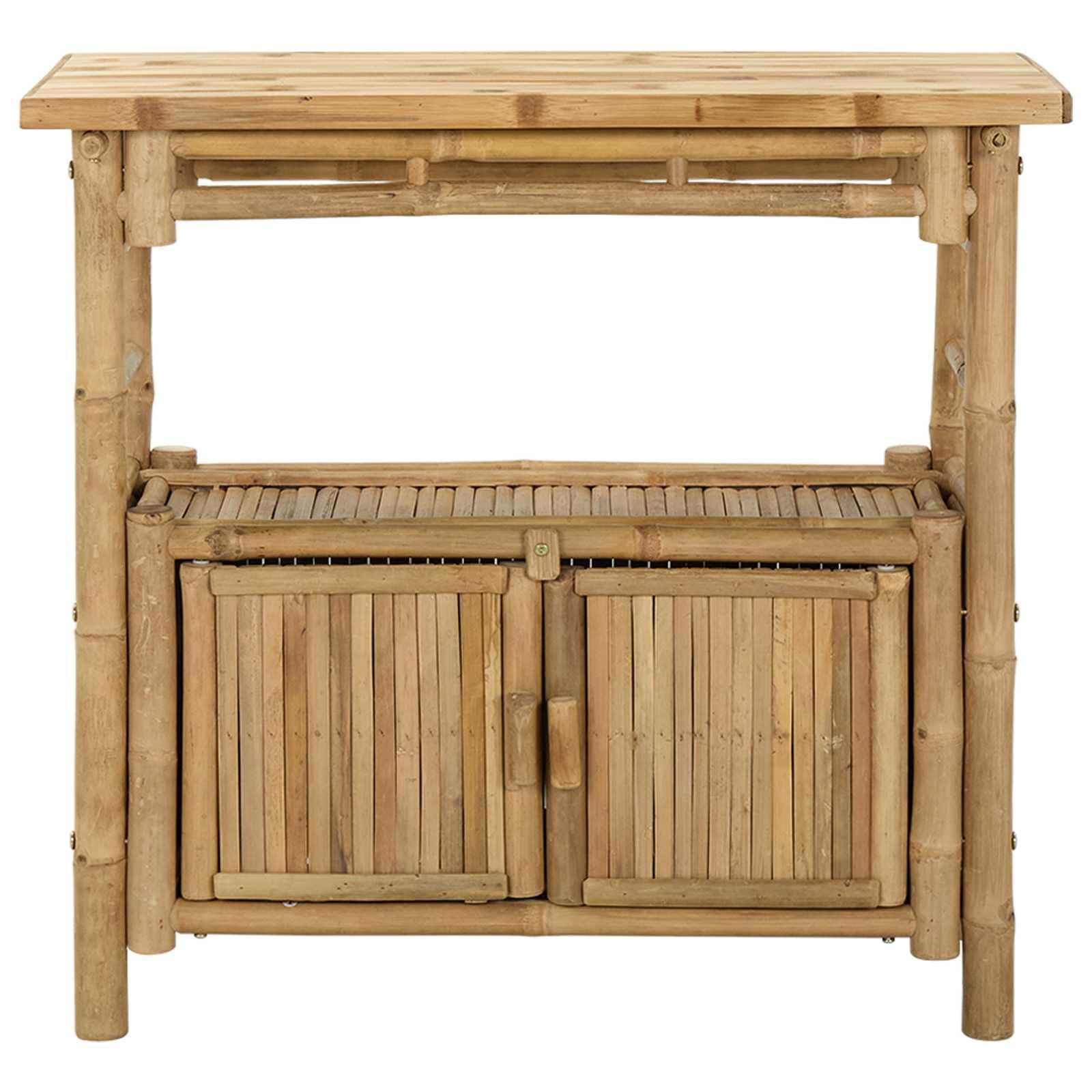 vidaXL Tavolo consolle con lo scaffale Naturale 80 x 35 x 75 cm Bambù