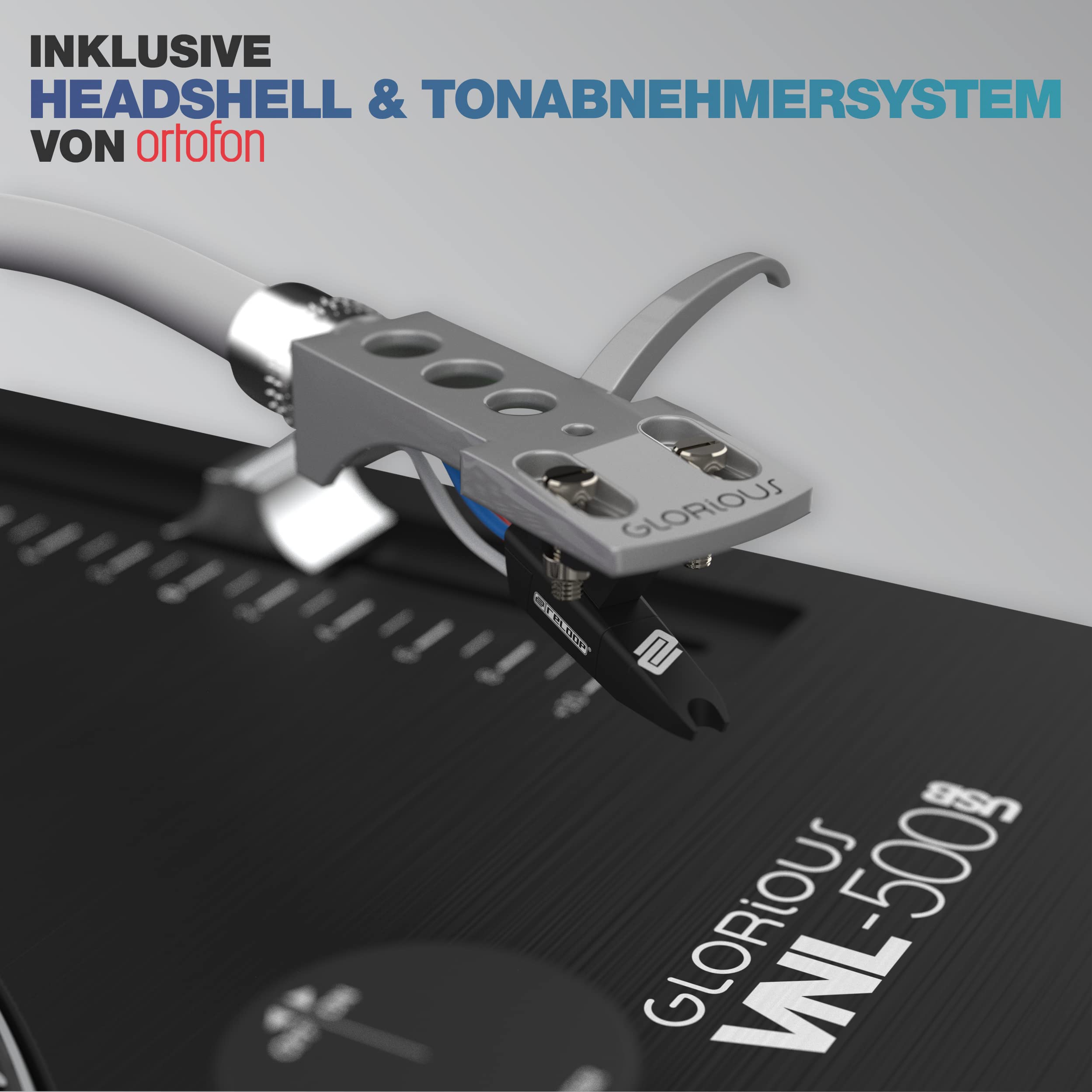 Glorious VNL-500 USB | Quarzgesteuerter Plattenspieler mit Direktantrieb, Ideal als Abspielgerät für zuhause, USB-Ausgang für Digitalisierungsfunktion, 2 Geschwindigkeiten (33 1/3 & 45 RPM)