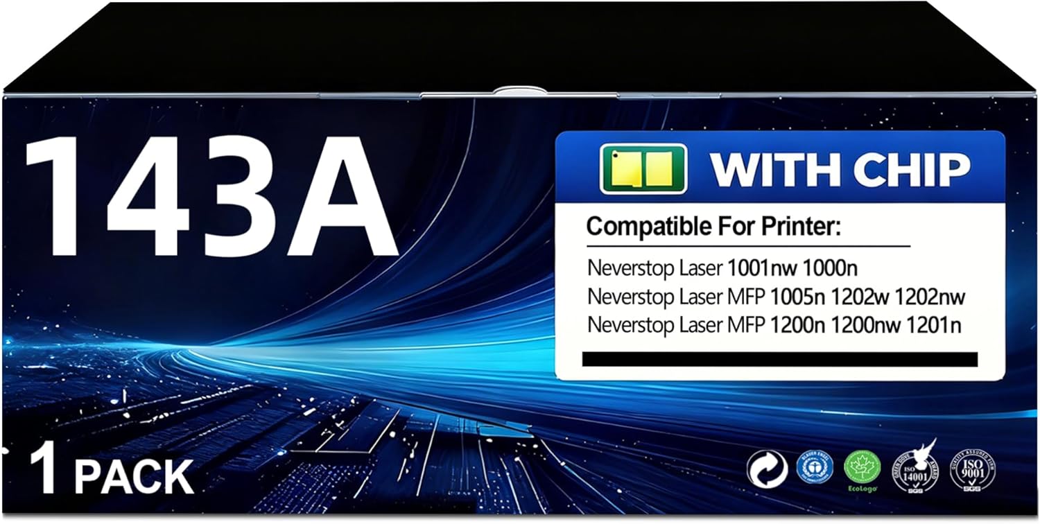 143A Black Toner Cartridge Replacement for HP 143A Black Toner Reload Kit 143A W1143A Use for Laser Neverstop 1001nw Printer MFP 1202w 1202nw 1201n Ink Cartridge (1Pack)