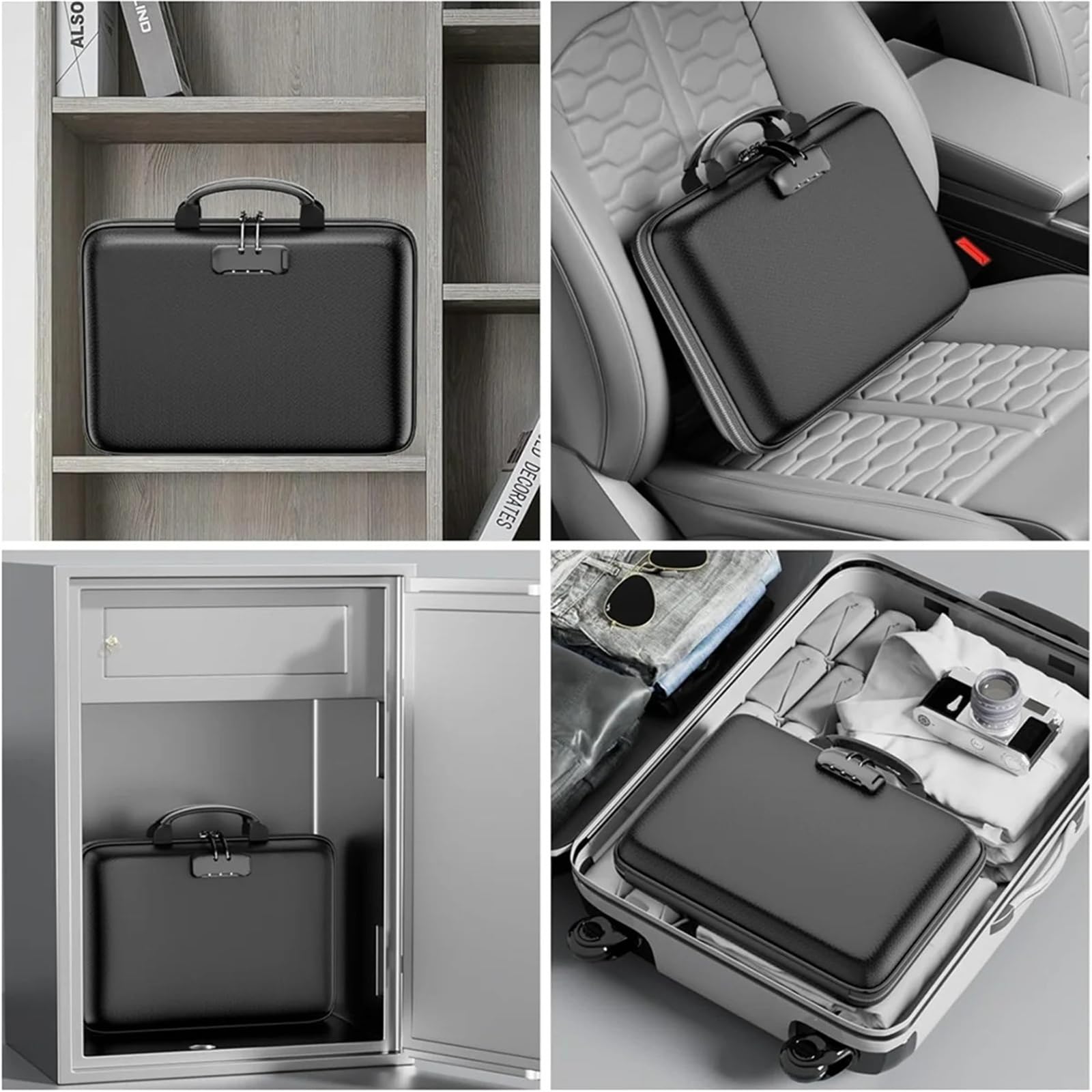 Porta Documenti Hard-Shell Document Organizer Case | 13-Pocket Accordion File Folder Box with Lock, for Important Papers