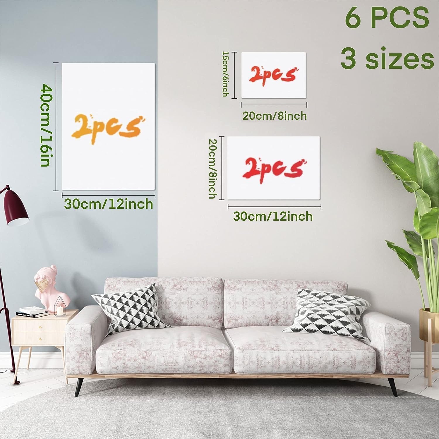 Canvases for Painting, 40x30, 30x20, 20x15, 8 Set Stretched White Canvas with Petal Paint Tray Palettes & Tape, Artist Canvases Frame Board Panels, Cotton Canvas for Oil, Acrylic, Watercolor