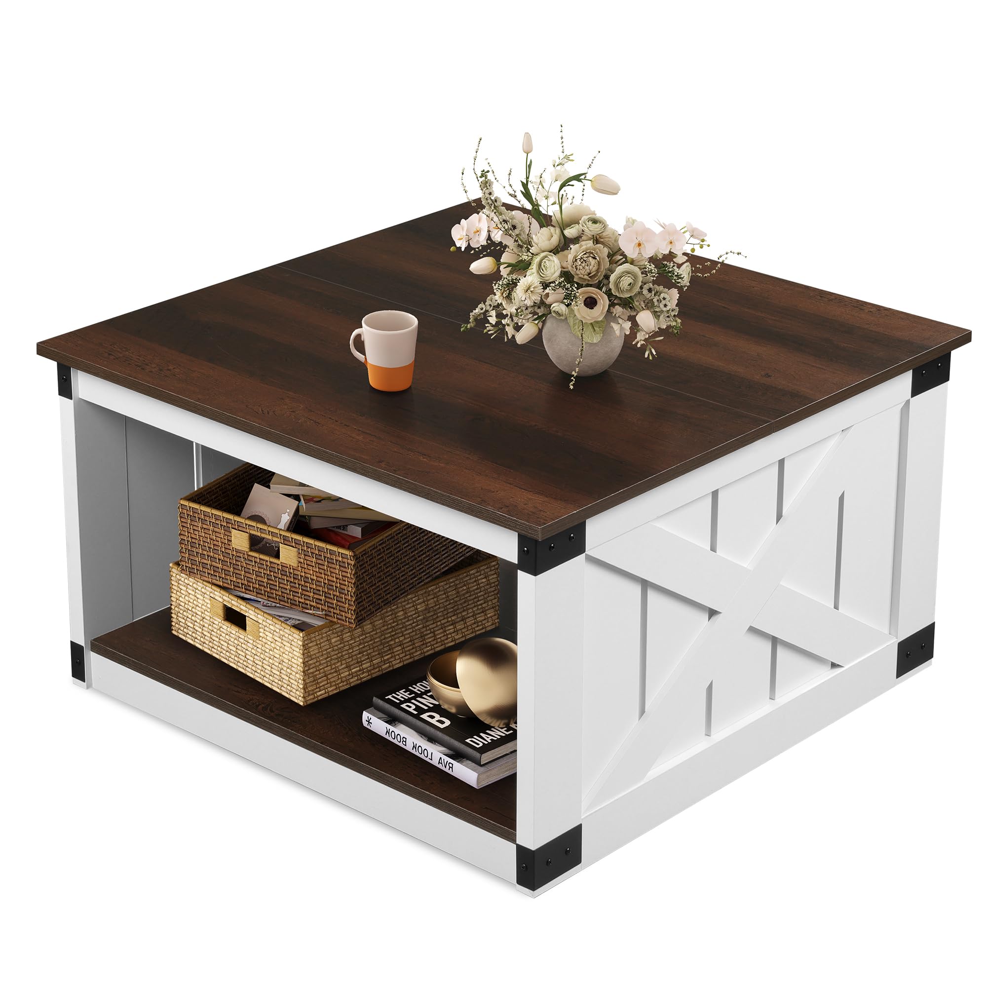Amazon.com: WLIVE Coffee Table, Farmhouse Coffee Table with Open
