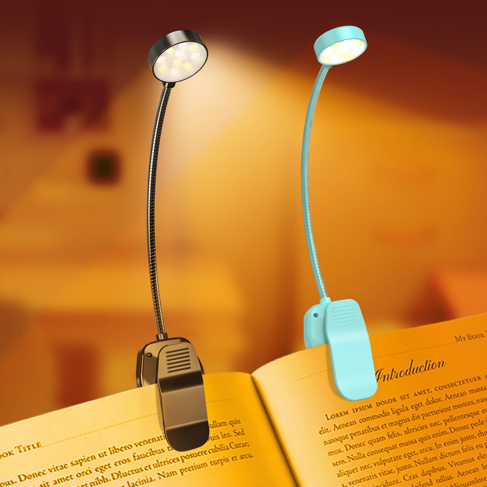 KTEBO Rechargeable Book Reading Light Lamp, LED Book Light for Reading in Bed - Eye Caring Adjustable Brightness 3 Color Temperatures 20+ Hours Runtime, Type-C Book Light Clip on,Christmas Gifts — view 11