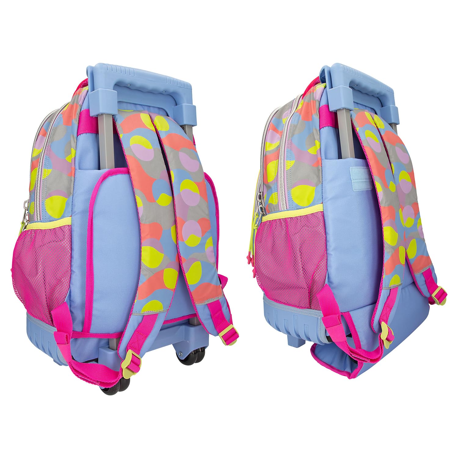 Depesche 12770 TOPModel Flash - Mochila escolar con diseño de modelo y diseño gráfico colorido en material reflectante, bolsa de escuela con asa telescópica y ruedas