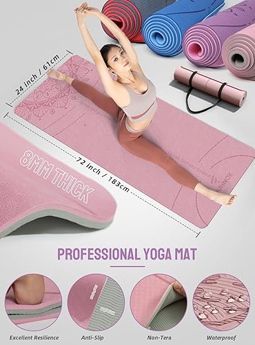 Miniatura 3 de Tapete de yoga grueso de 13, juego de yoga para principiantes, incluye alfombrilla de alta densidad con correa de múltiples bucles, bloques, juego