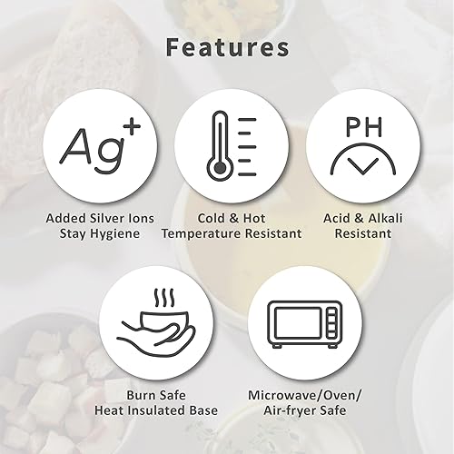 Miniatura 6 de BESO VIDA Recipiente de silicona con tapas, recipiente de silicona para almacenamiento de alimentos a prueba de fugas, apto para congelador,