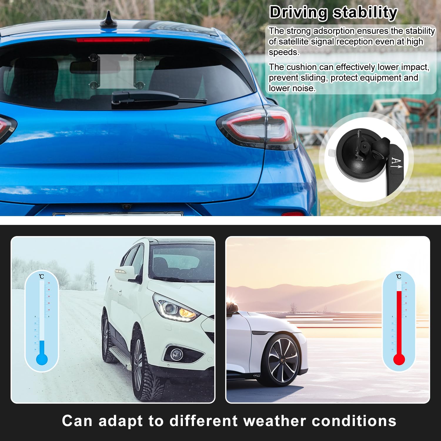 Lyreh Soporte de Ventosa Compatible con Starlink Mini, Soporte para Techo Corredizo para Coche Potente Kit de Montaje con Ventosas para Coche Kit de Montaje para Ventanas y Techos Corredizos