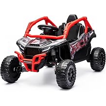 sopbost 24V Ride On Toy with Remote Control Kawasaki KRX 100 Licensed Kids Ride On Car Single-Seater UTV 4WD Electric Vehicle Battery Powered 4 Wheels Toy Car, Red