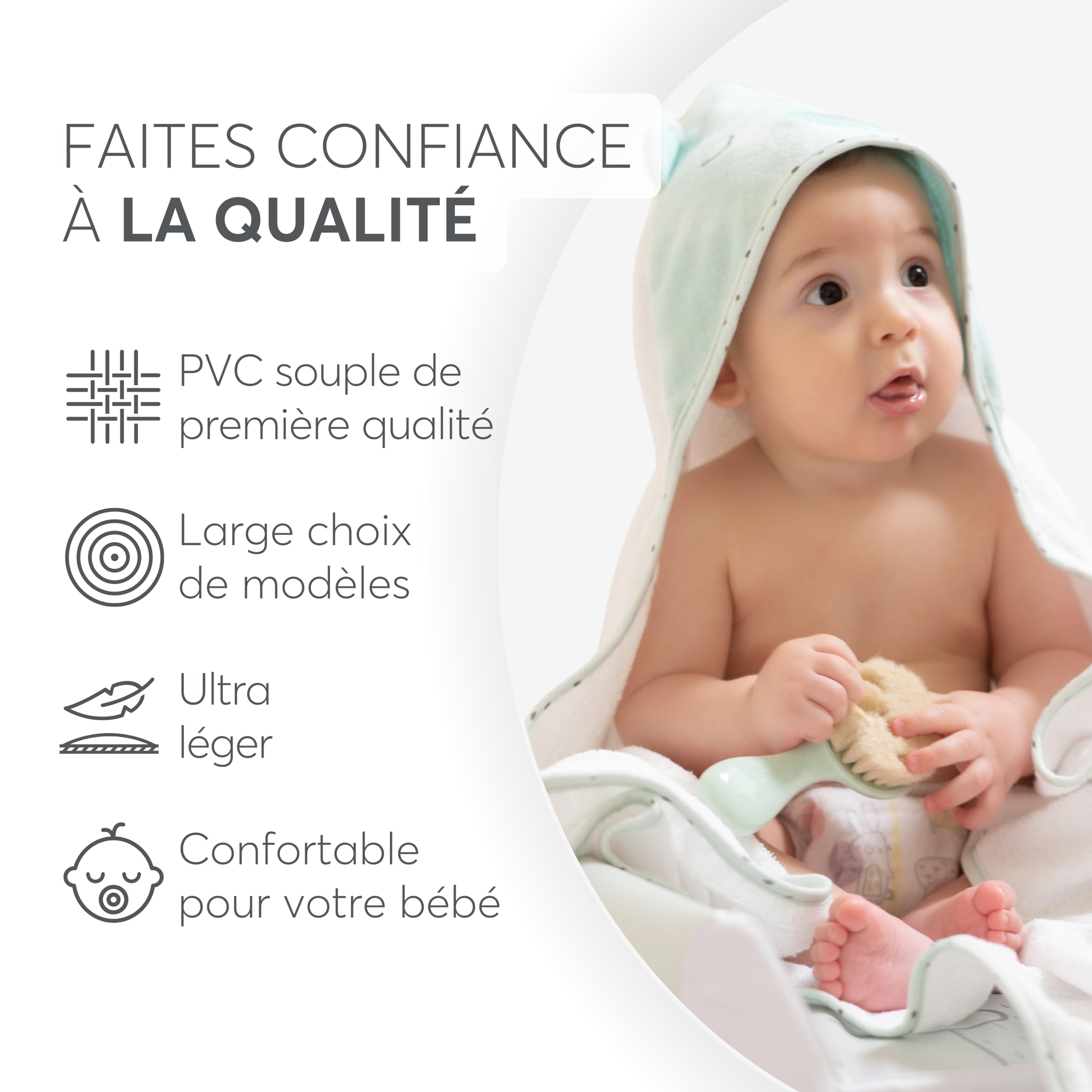 Matelas a langer pour bébé KikkaBoo SECRET GARDEN, matelas a langer en PVC souple 80x50 cm, imperméable et portable, beige