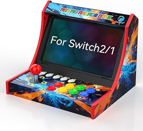 Miniatura 7 de Palanca de Arcade Retro para Switch 2/OLED/Switch, Mini Gabinete de Máquina Arcade con 12 Ranuras para Tarjetas de Juego y Tarjeta SD, Soporta Turbo