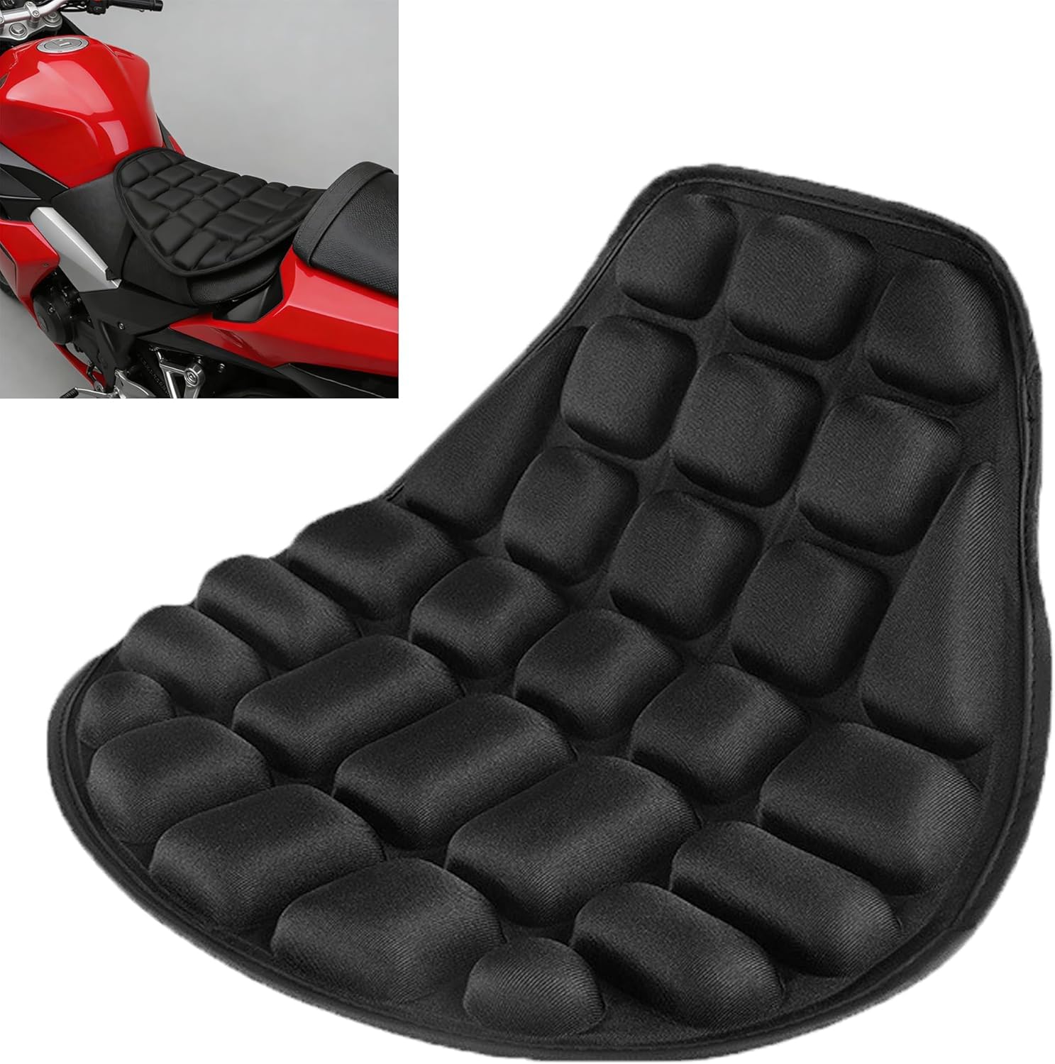 DDZYY Motorcycle Seat Cushion for Triumph Bonneville 1959-1982, 3D Air Cell Padding, Anti-Slip, Ventilated with Dual-Layer Cross Straps