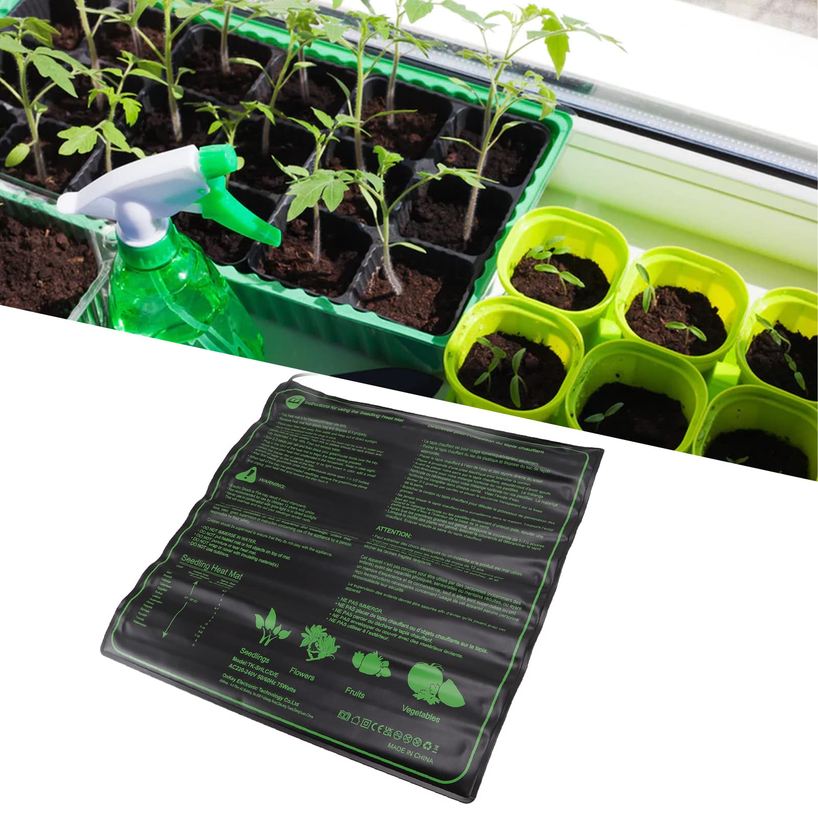 Tapis Chauffant pour Semis, Germination des Plantes Réglable à Partir d'un Coussin Chauffant Hydroponique Chaud et Imperméable pour Graines d'herbe de Fleurs