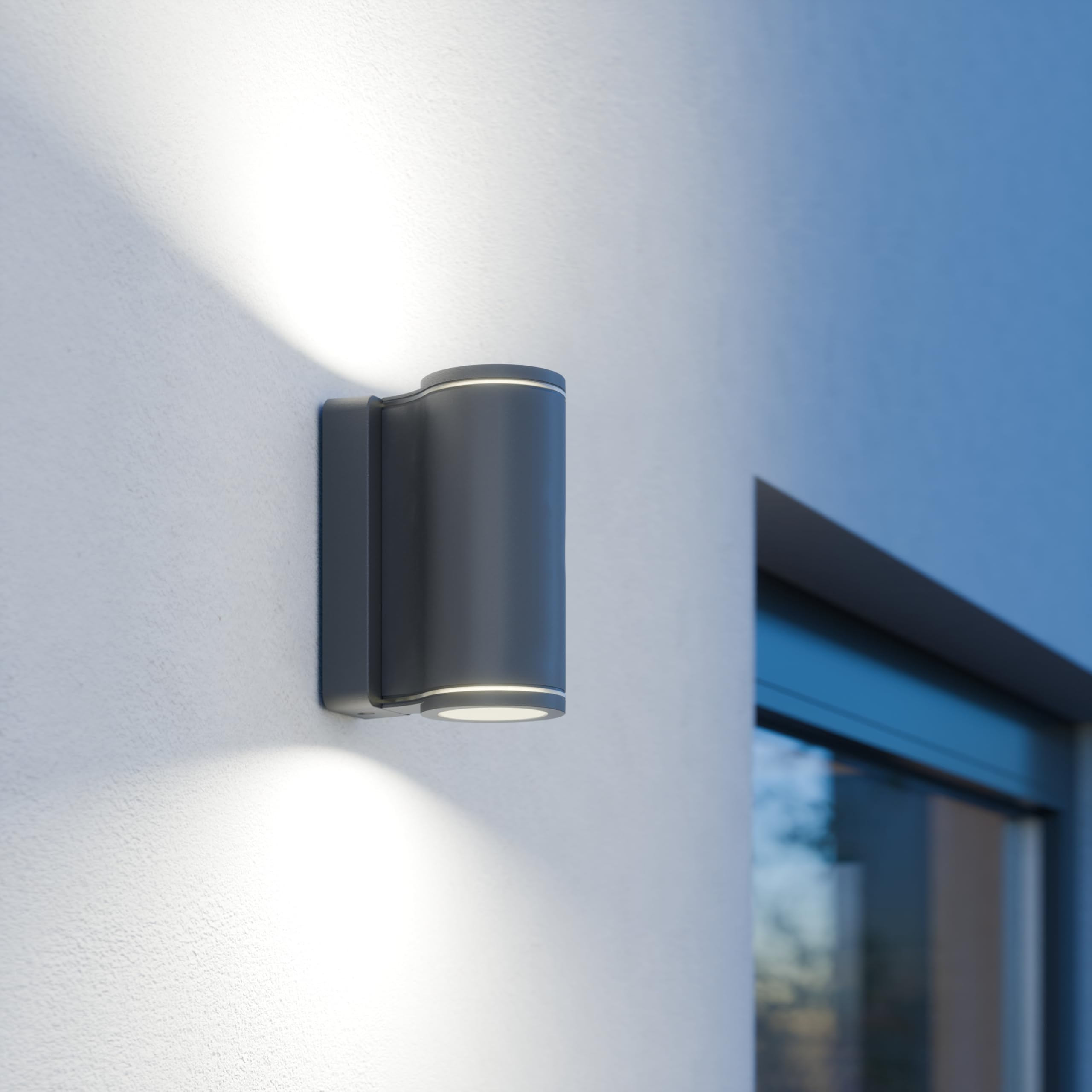 Steinel LED Außenwandleuchte L 940, inkl. GU10 LEDs, UP-/Downlight Wandleuchte außen, 3000 K warmweiß, Aluminium, Anthrazit