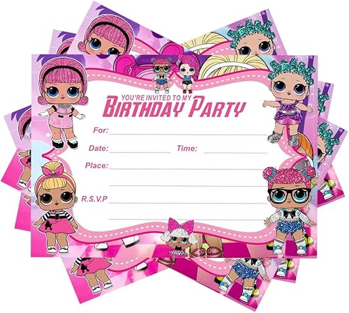 Miniatura 5 de 24 invitaciones de cumpleaños para niños, invitaciones de fiesta para niños, suministros de decoración (1)