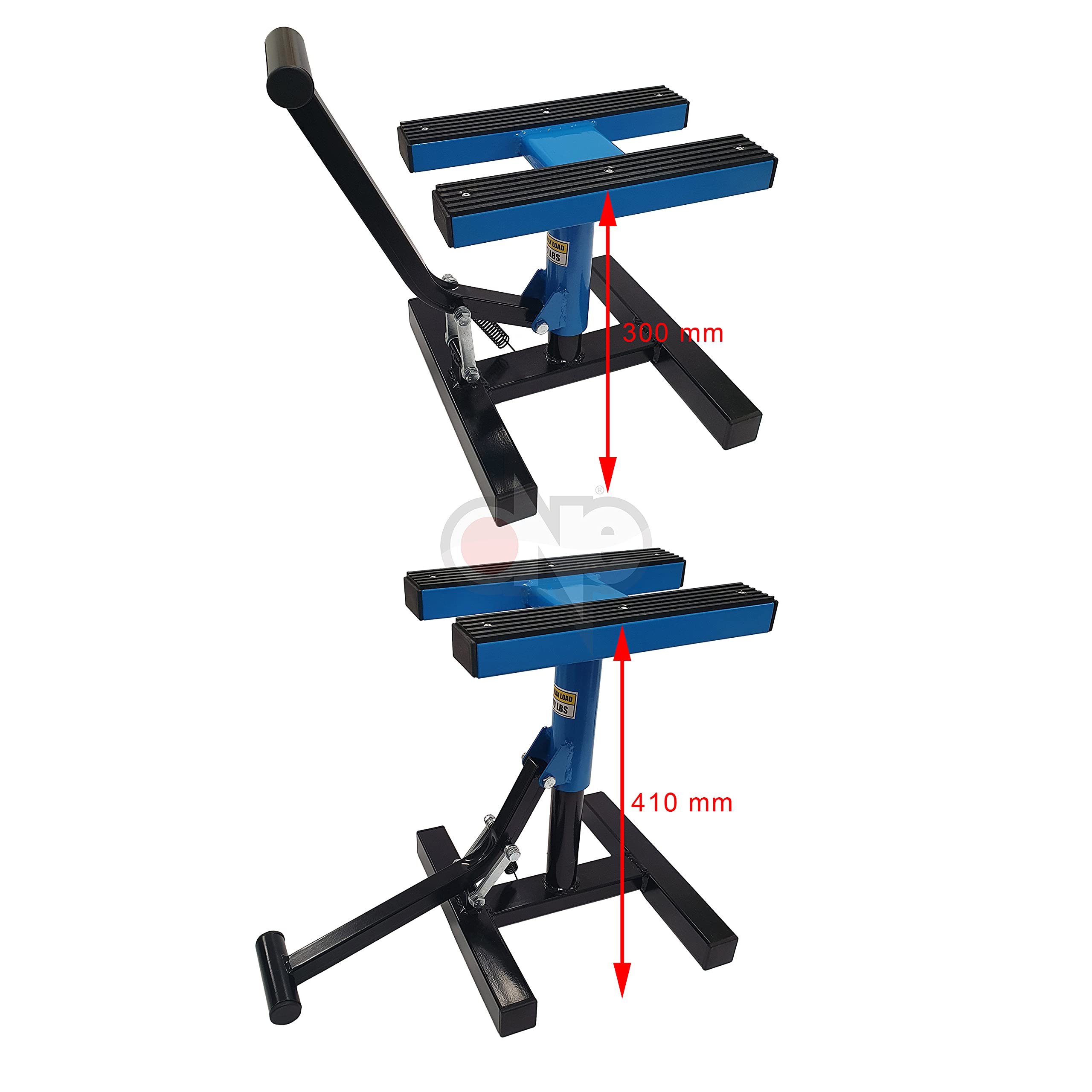 one by Camamoto cavalletto (Alza moto, colore blu Alzamoto Universale per moto da Cross, enduro, fuoristrada e trial. Dotato di leva di sollevamento manuale cod 77549833)