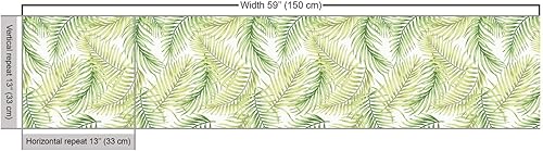 Miniatura 3 de Ambesonne The Yard - Tela de hoja de palmera, hojas verdes de palmeras de coco, patrón de acuarela natural, material decorativo resistente al agua