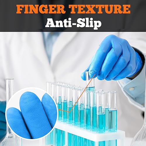 Vista 14 de TitanFlex Nitrile Exam Gloves, Blue, 6-mil, Heavy Duty Nitrile Gloves, Mechanic Disposable Gloves, Latex Free, Powder Free azul(xl 100)