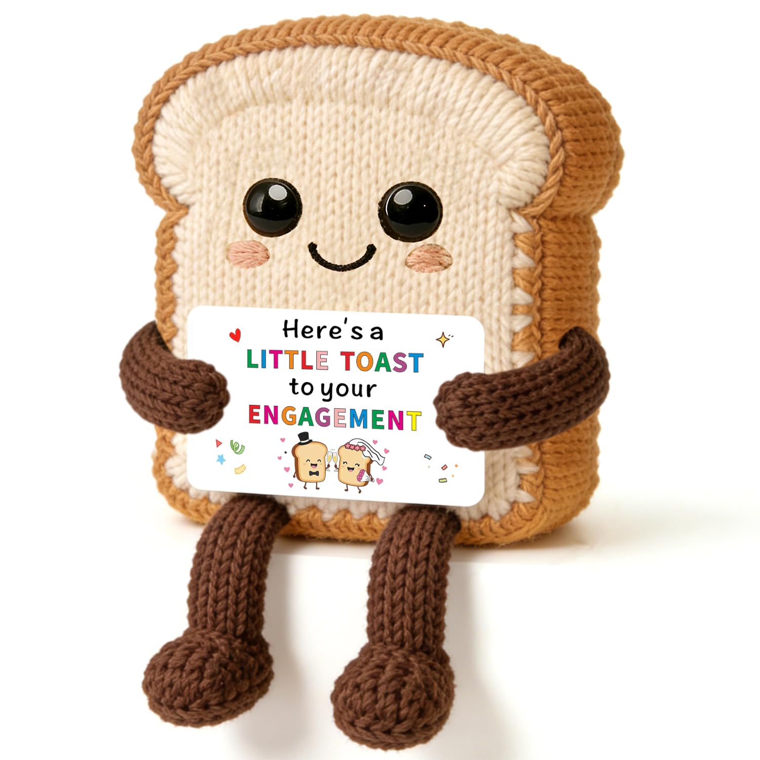 JMIMO Engagement Gifts Cute Handmade Crochet Toast With Card Engagement Party Decorations for Couples
