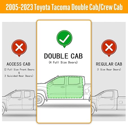 Miniatura 2 de Estribos de barra de tubo ovalado de 4.3 pulgadas compatibles con Toyota Tacoma Double 2005-2023 con 4 puertas de tamaño completo. Barras de paso
