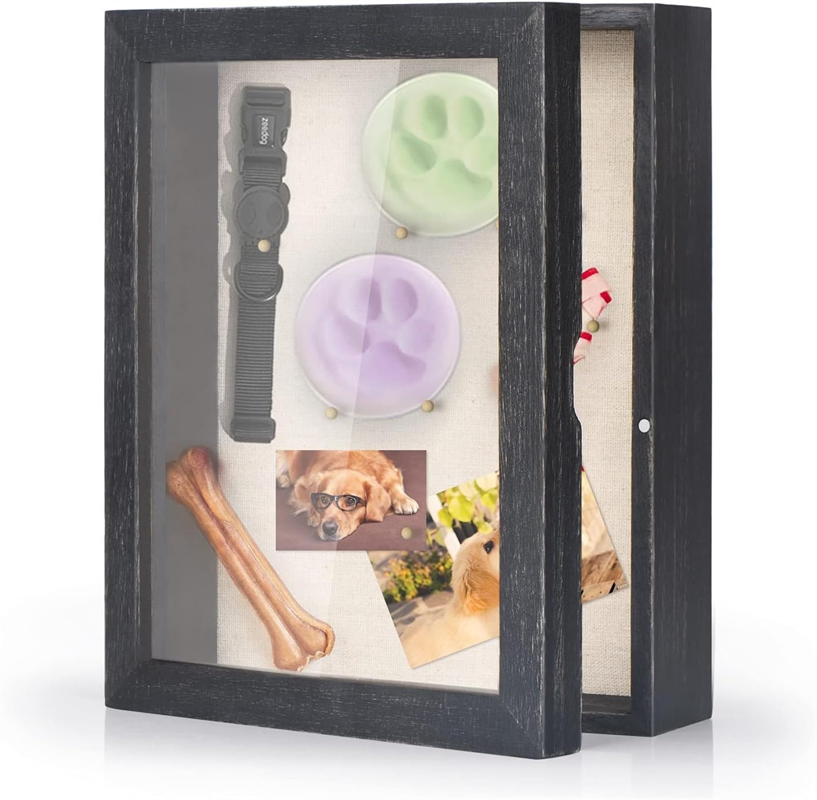 THE WHITE SHOP Shadow Box Frame 8x10 Shadow Box Display Case with Linen Back Memorabilia Awards Medals Photos Memory Box Rustic Black