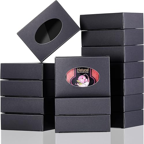 Caja de jabón Kraft de 30 piezas con cajas de jabón para ventana para jabón casero, caja de ventana ovalada para jabón, jabón casero, suministros