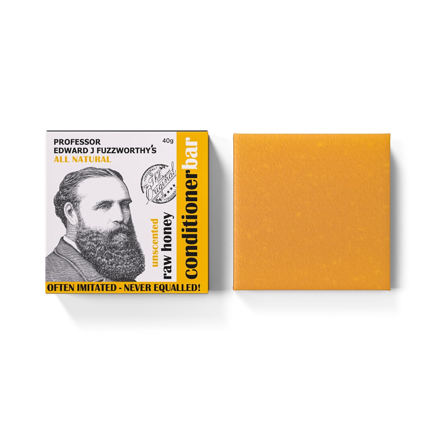 Professor Fuzzworthy’s Raw Honey Detangler Beard Conditioner Bar – 100% Natural Beard Care – Softens, Moisturizes & Nourishes Beard and Hair – Organic Men’s Grooming Conditioner – 40g