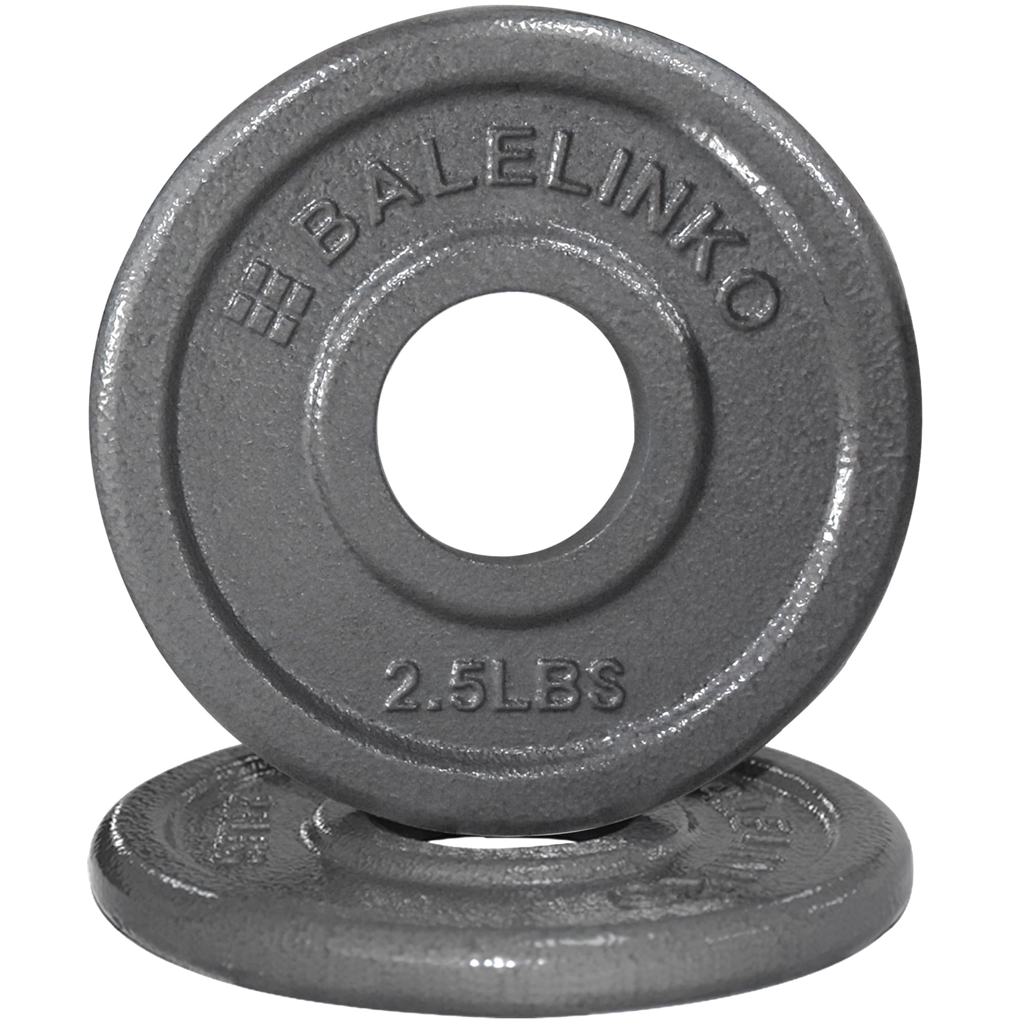 Balelinko Cast Iron 2-Inch Olympic Grip Plate Weight Plate for Strength Training, Weightlifting and Crossfit, Set of 2, 2.5LB, Gray
