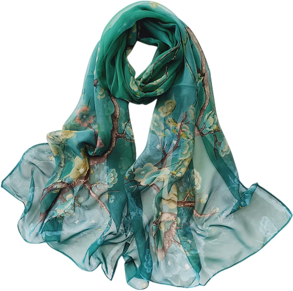FARIYGATE Women's Scarves & Wraps Smooth Soft and Lightweight Georgette Chiffon Neck Scarf Retro Floral Hair Head Bandanas Neckerchief