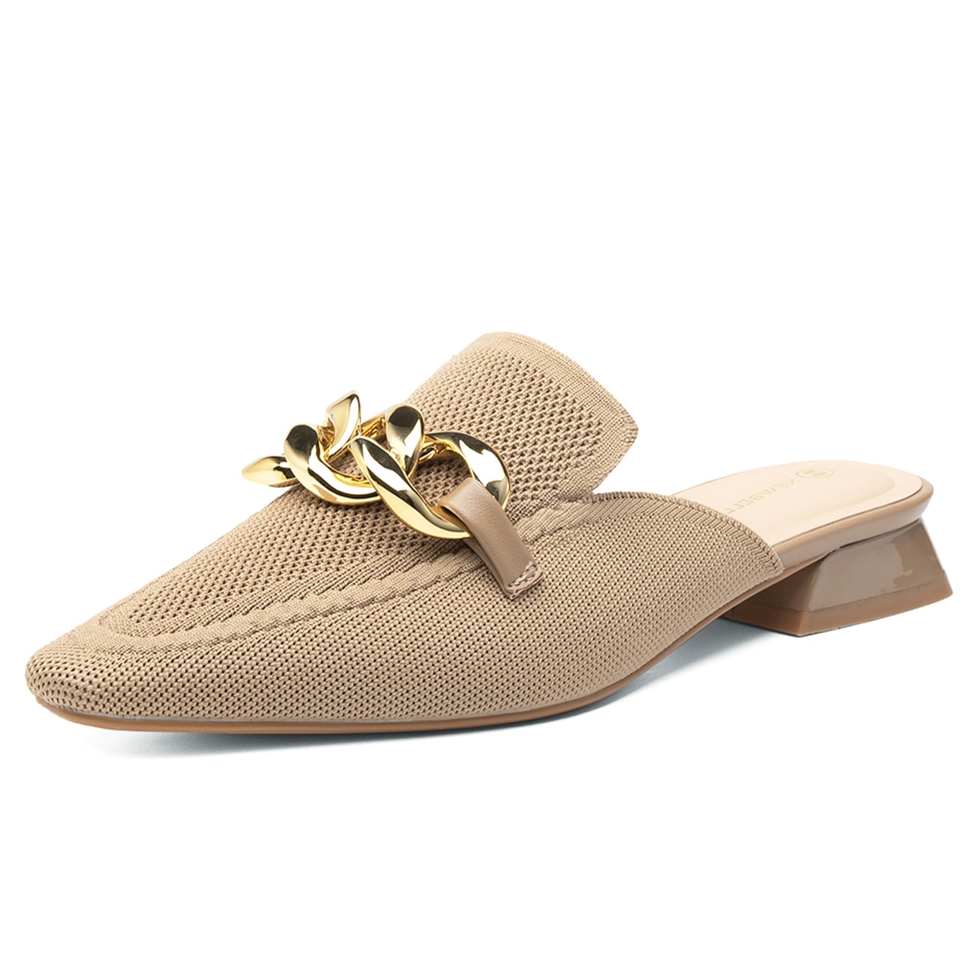 Photo 1 of ***used**NEWBELLA Women's Square Toe Heeled Mules - Low Heel Slip-On Lightweight omfortable Fabric Lo