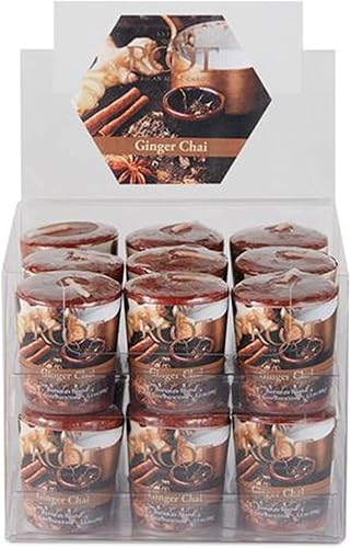 Velas votivas perfumadas de otoño, mezcla de cera de abeja, hechas a mano, votivas de 20 horas, paquete de 18, jengibre Chai