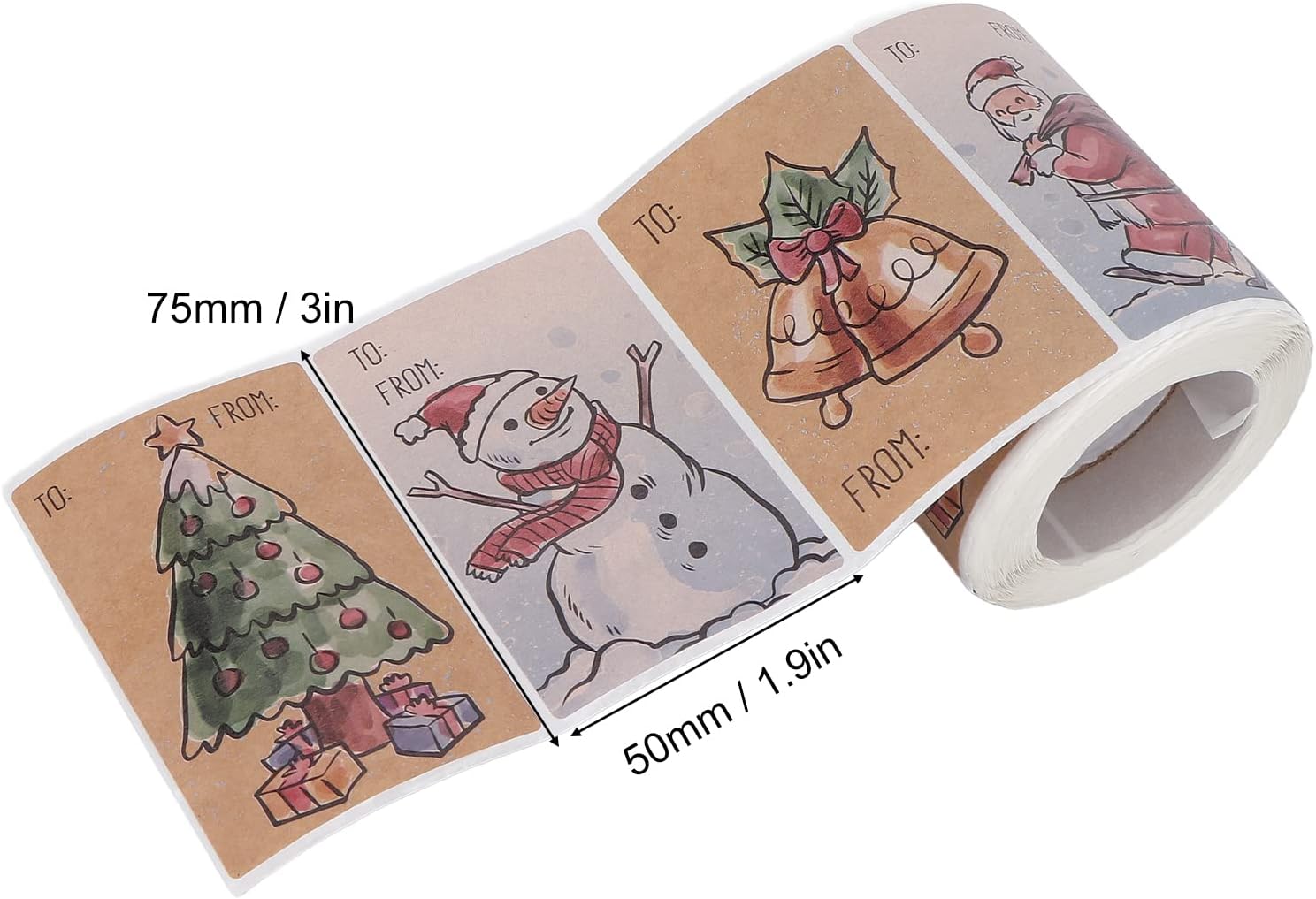 250 Adhesive Xmas Decorative Labels for Cards Gift Envelopes Boxes with 6 Designs,Christmas Sticker, For Gift Box Packaging Decoration, Perfume Bottle Sub Labeling, Christmas Sticker, 250 Adhesi
