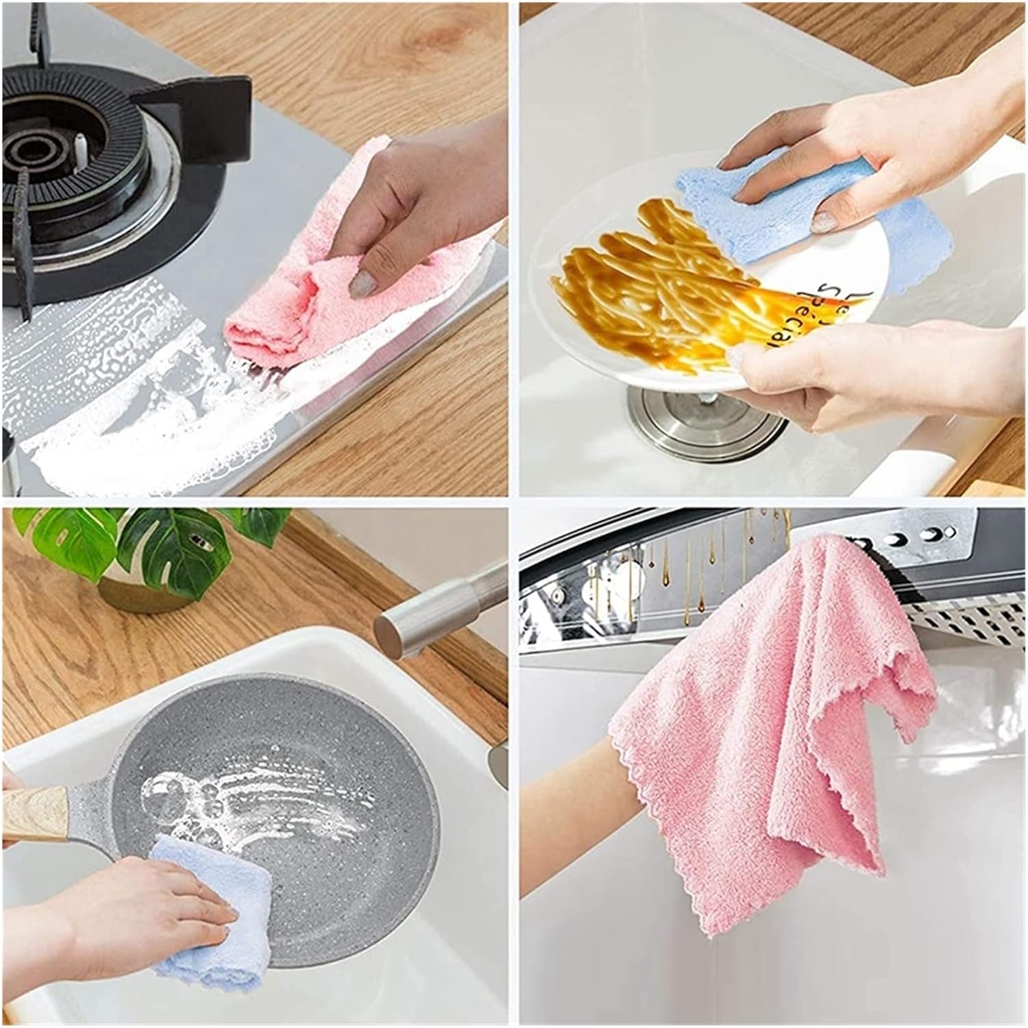 8パックキッチンディッシュタオル、スーパー吸収性高速乾燥キッチンラグ、ノンスティック用食品服、再利用可能なティータオル