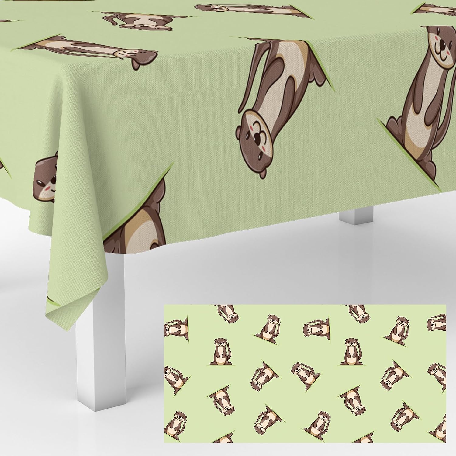 Otter Tablecloths Cute Animal Brown Otters Table Cover for Kids Birthday Party Otter Theme Table Cloth Outdoor Indoor Decoration Supplies 53" x 108"