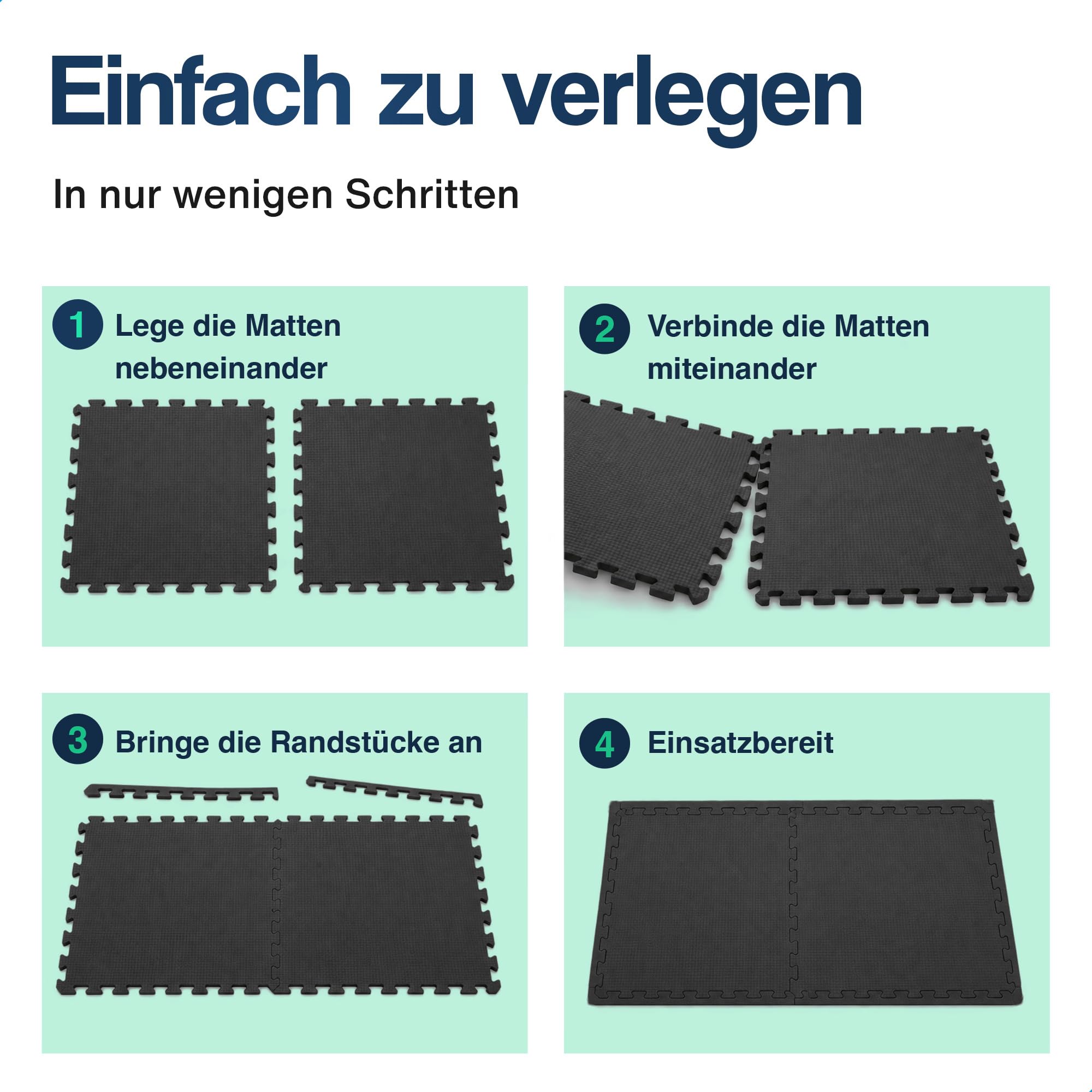 Hulser Fitness Puzzlematte - 60 x 60 cm - Bodenschutzmatten für Sporträume - Unterlegmatte, Fitnessmatte, Trainingsmatten, Schutzmatten für Fitnessgeräte
