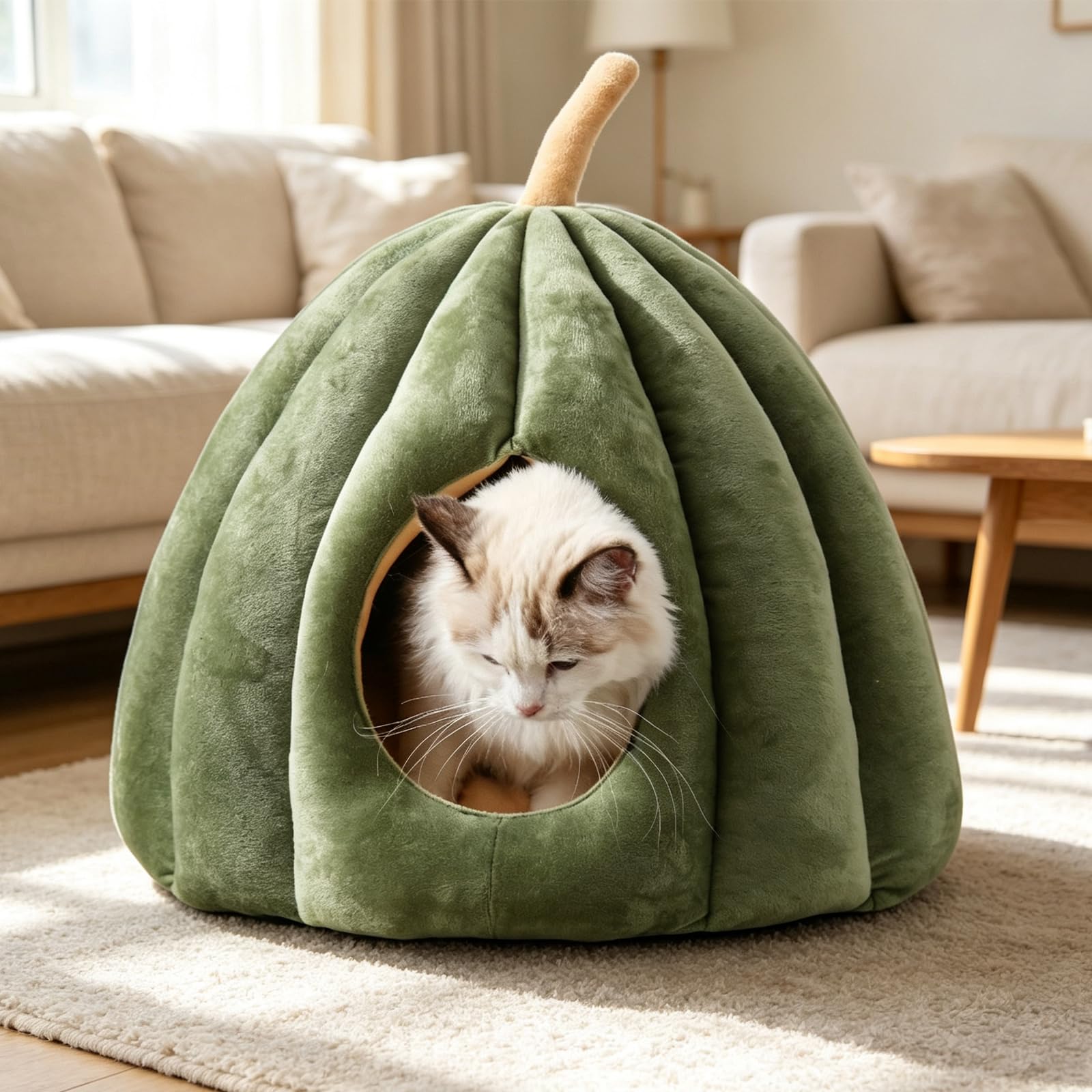 PETCUTE Katzenhöhle Katzenbett für große Katzen,Waschbar Haustierhöhle Katzenkorb für Katzen und Hunde, Hundebett mit Waschbarem Kissen,Warme Katzenhaus Haustierbett mit rutschfeste Unterseite