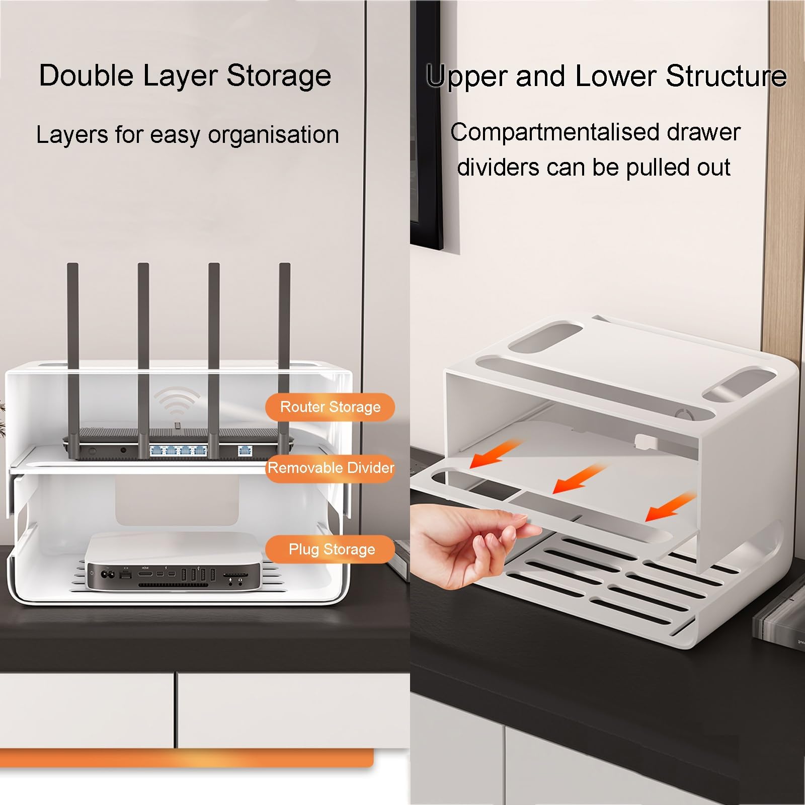 Amazon | WiFiルーター収納ボックス、ワイヤレスルーター棚、ルーター