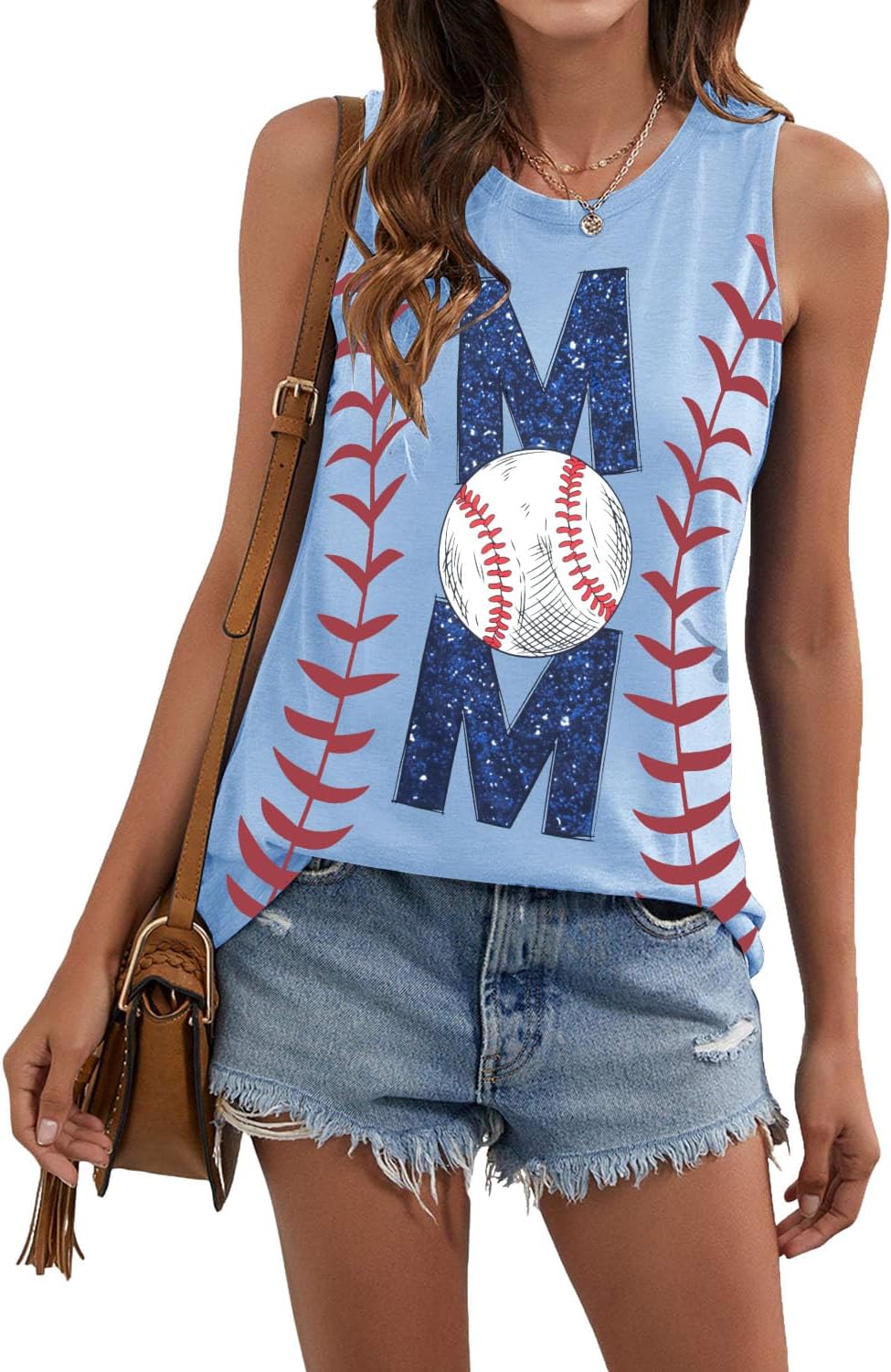 ALLTB Baseball Mom Tank Tops for Women Baseball Graphic Tanks Summer Sleeveless Softball Mom Tee Shirts