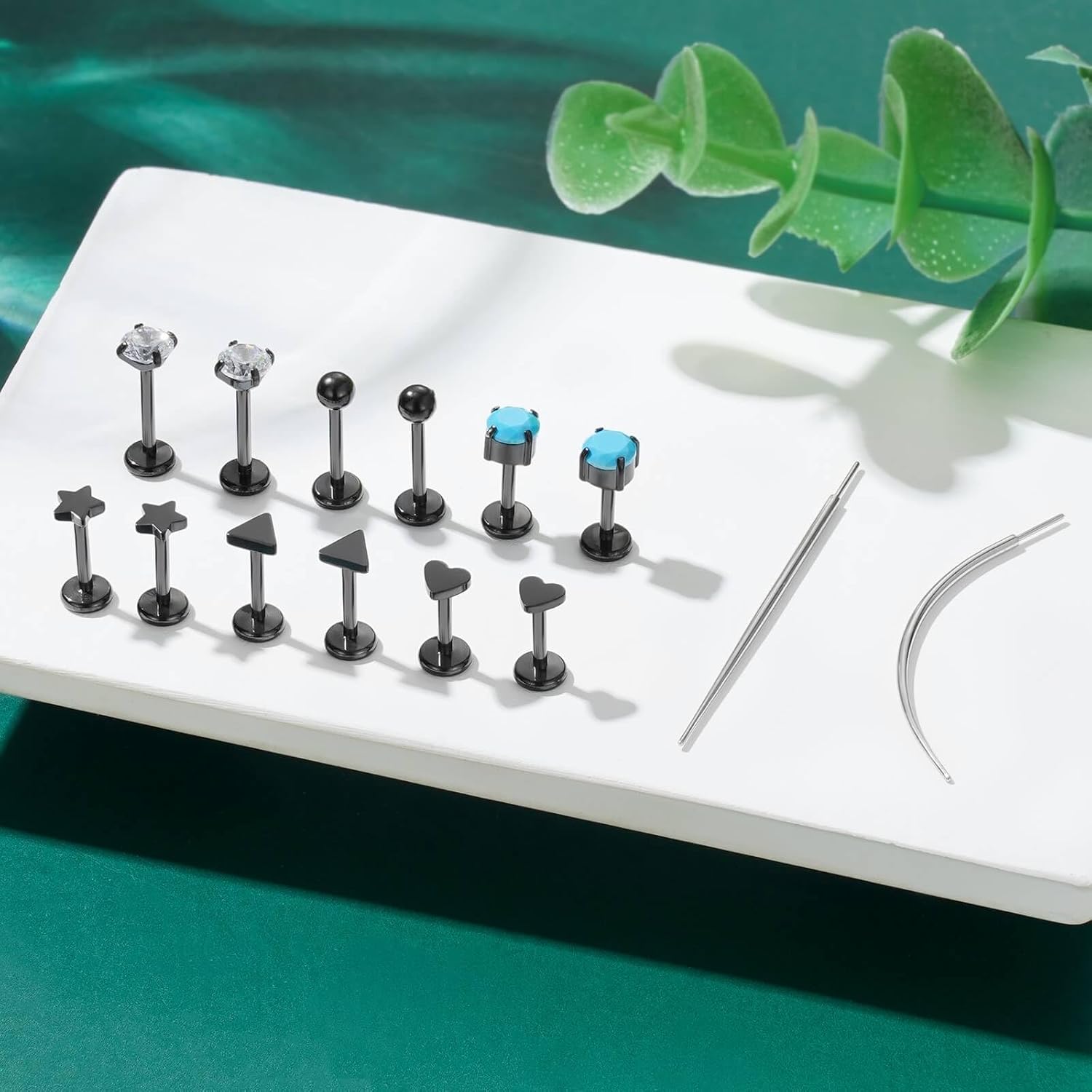 20G Threadless Flat Back Earrings Studs Nose Studs Titanium Body Jewelry for Women Men Hypoallergenic Cartilage Helix Tragus Conch Daith Rook Piercing Jewelry - Image 3