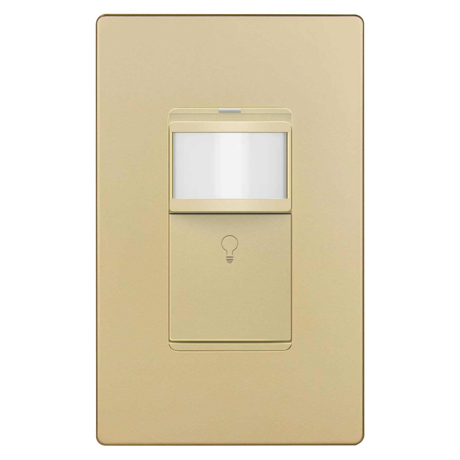 LIDER Motion Sensor Switch with Screwless Wall Plate, UL Listed, PIR Sensor Switch, Occupancy/Vacancy, No Neutral Required, Ground Wire Required, 1-Pole, Modern Smart Home, Gold