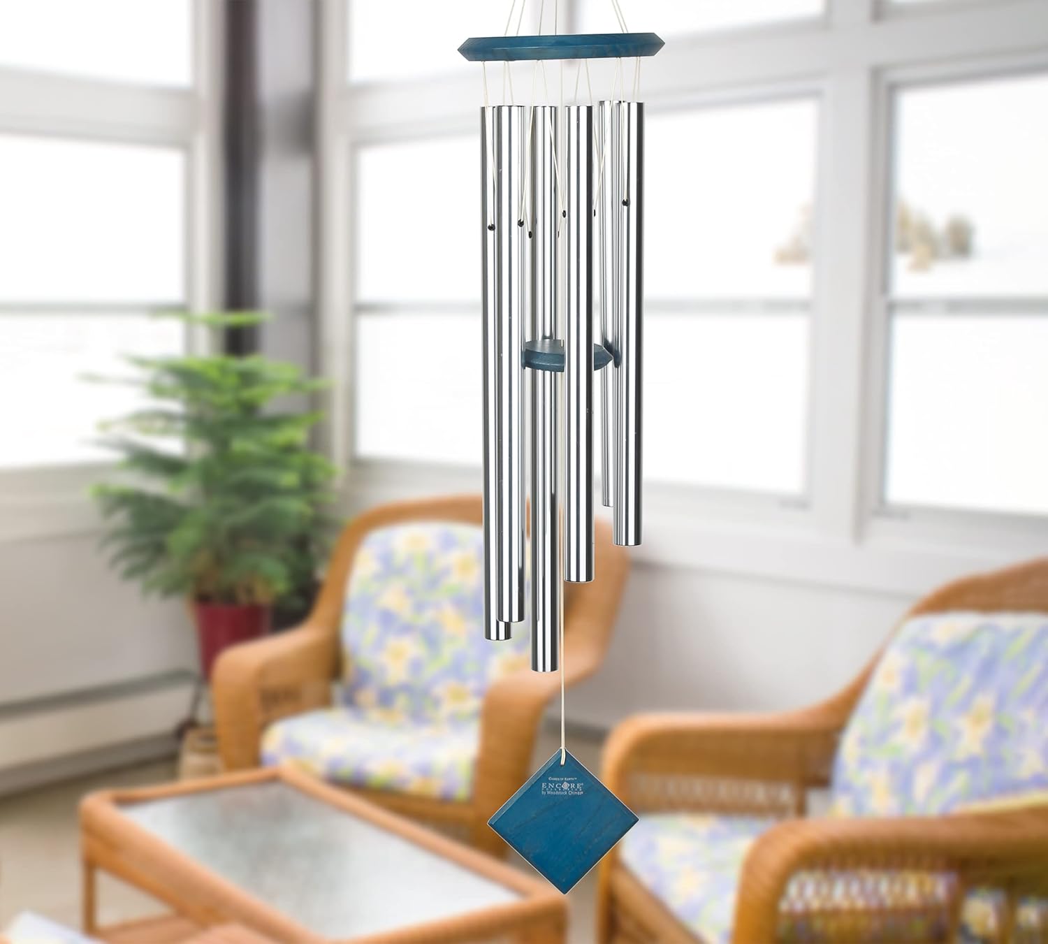 Woodstock Chimes Pluto Wind Chime for Outside 37" Blue Medium Tone Sound for Outdoor Garden, Patio, Porch Decor Gifts, Encore Collection, DCBW37