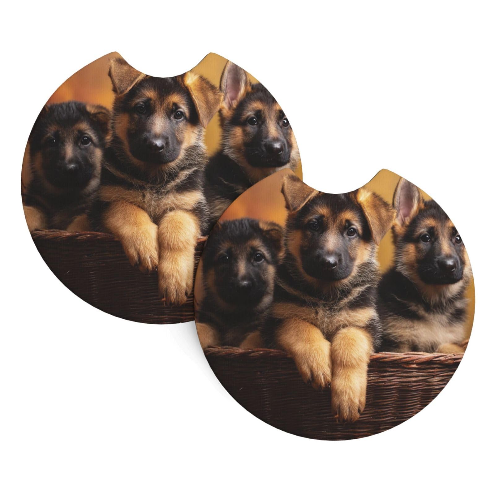2 Pack Car Cup Holder Coasters 2.7 Inch Universal Anti-Slip Shockproof Car Cup Holder Insert Little german shepherd dog Car Coasters Drink Coasters Cup Holder Coasters for Car Accessories
