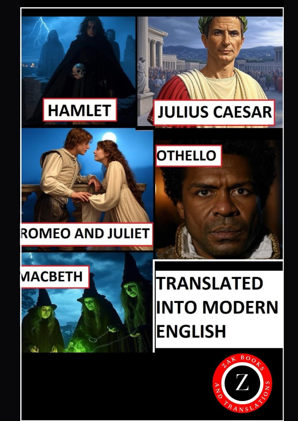 Hamlet, Macbeth, Othello, Romeo & Juliet, and Julius Caesar: Shakespeare’s Tragedies in Modern English: Original Plays Translated to Modern, ... (Shakespeare in Modern, Easy to Read English)