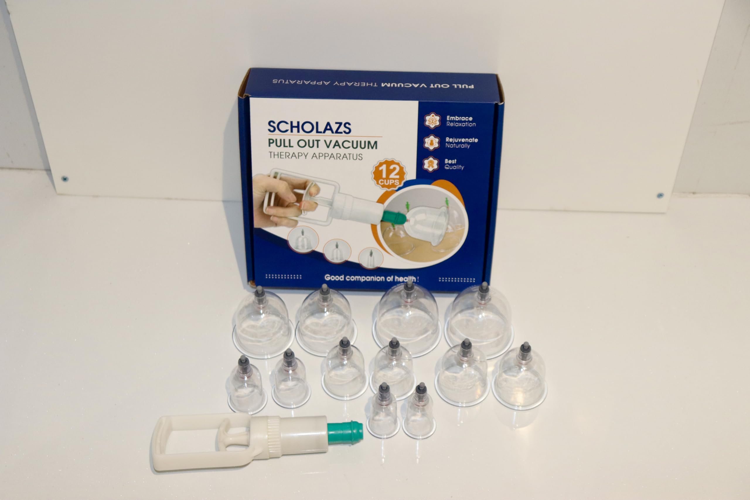 Scholazs professional HIJAMA Cupping Kit 12 Pcs Vacuum Cupping Set for Health Care Portable Body Relaxation Massage and Manual Therapy Cups for Pain Relief Magnetic Traditional Chinese Therapy Clear 1