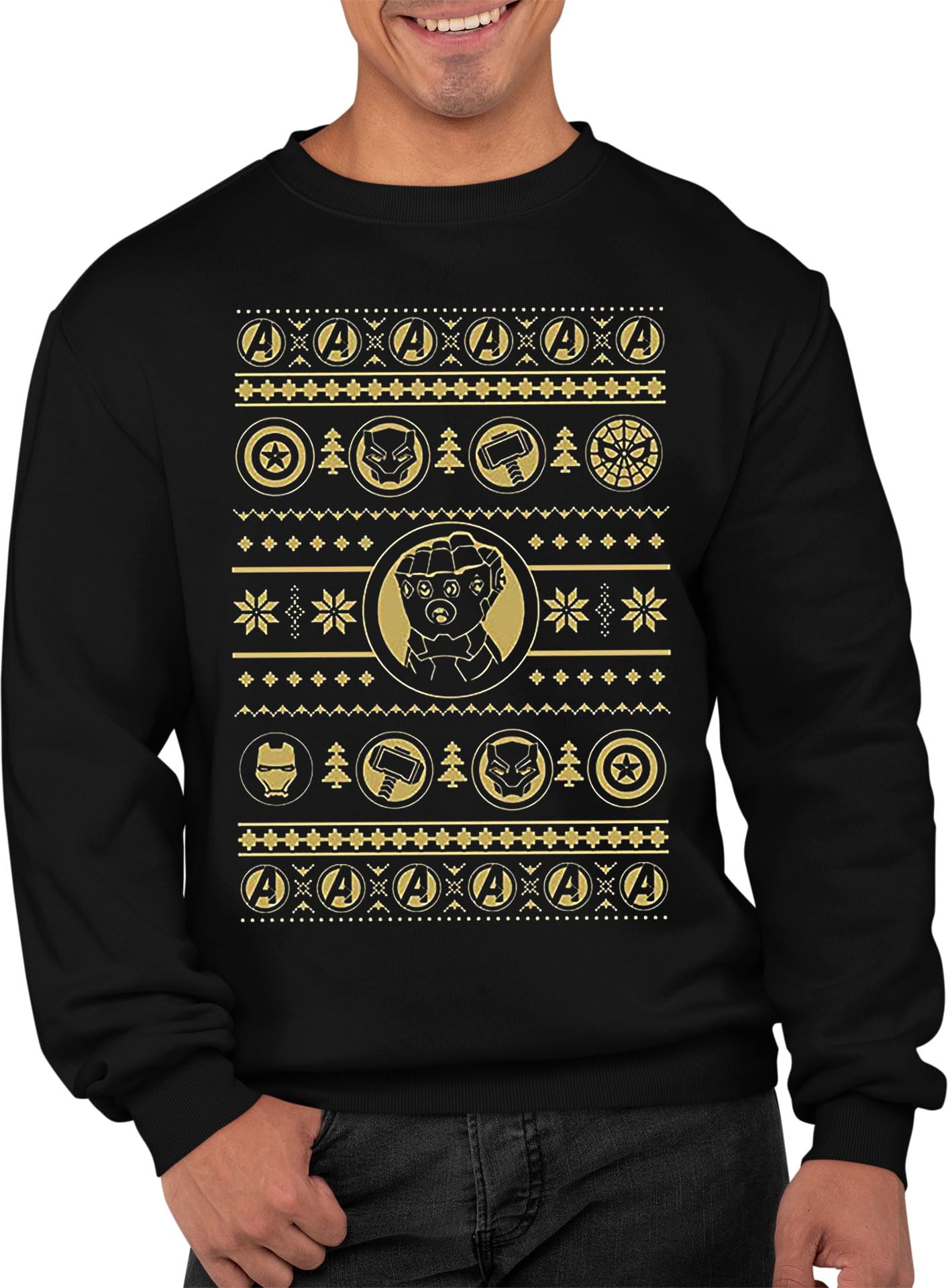 Graphic Impact Men's Black Inspired Movies Freak Ugly Sweater Christmas Jumper Xmas (, Small)