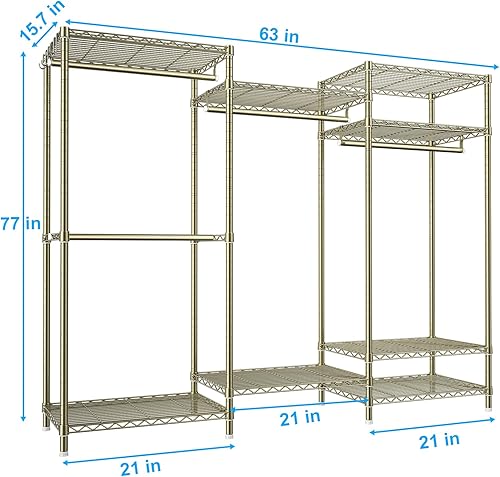 Miniatura 2 de Ulif E13 - Perchero de ropa resistente (con 4 barras de suspensión y 8 estantes), percheros independientes para colgar ropa, organizador de armario
