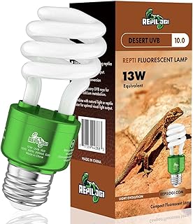 UVB Reptile Light 10.0 13 Watt - UVA UVB Bulb for All Desert Dwelling Reptiles,Turtle, Bearded Dragon, Lizard, Gecko etc. - Fluorescent Simulation Color UVB Light Fixture with Bulb