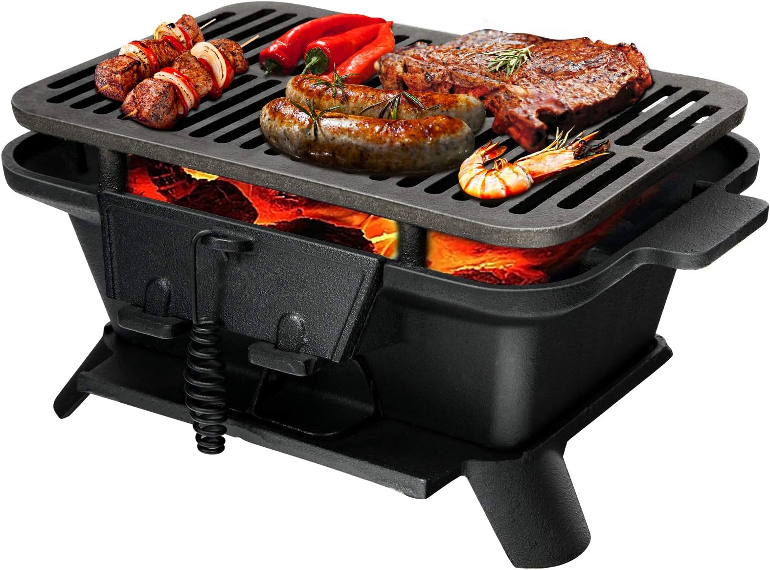 Giantex Charcoal Grill Hibachi Grill, Portable Cast Iron