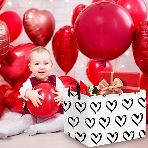 Miniatura 3 de FXOLCSHE - Cesta de regalo para el día de San Valentín vacía, canasta de regalo negra con organizador de asa, cubos para decoración de habitación de